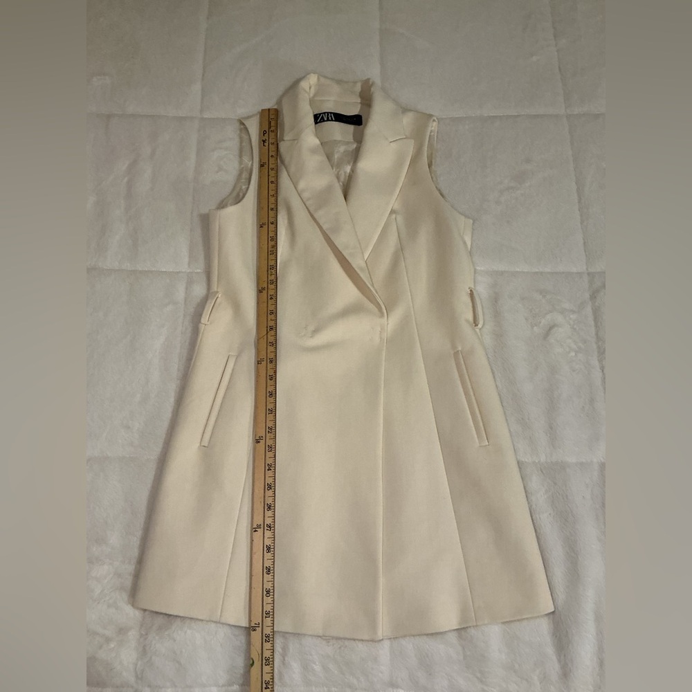 Zara Elegant Cream Sleeveless Blazer Vest - Picture 4 of 6